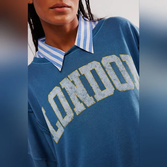 NWT Free People We The Free Graphic Camden in Navy Combo London, XL - Picture 2 of 8